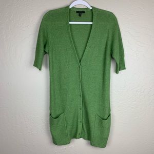 Eileen Fisher Green Short Sleeve Long Sweater XS